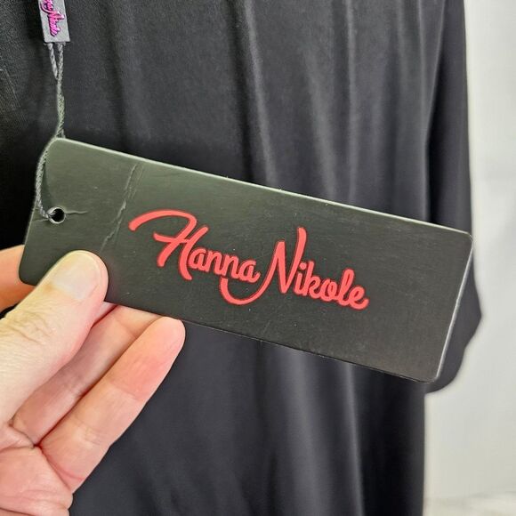 Hanna Nikole Black High Low Short Sleeve Blouse Size 24W - Picture 6 of 11